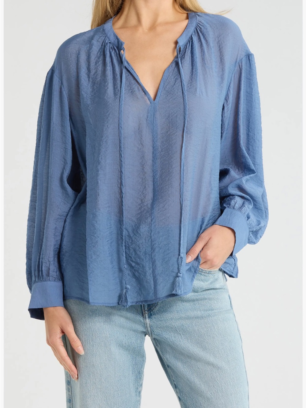 Long sleeve woven top